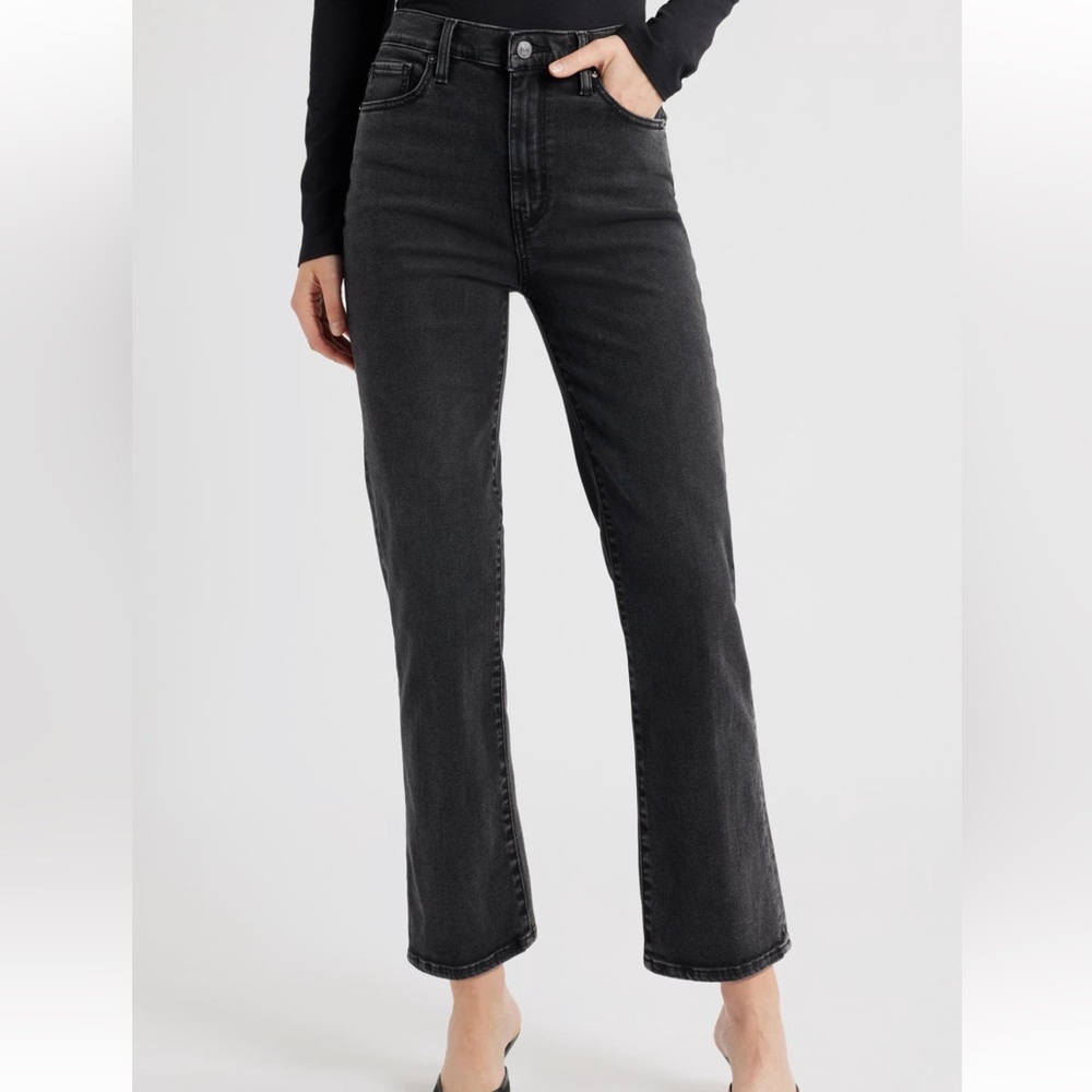 NWOT FRAME Le Sleek Straight Leg Cropped Black Jeans Size 29